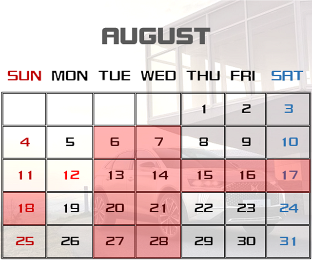 8月営業カレンダー